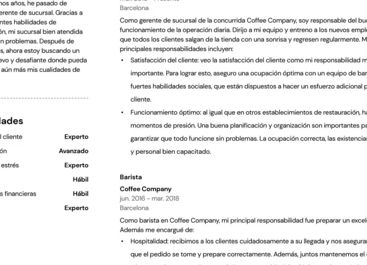 Orden de secciones clave: perfil profesional, experiencia y educación